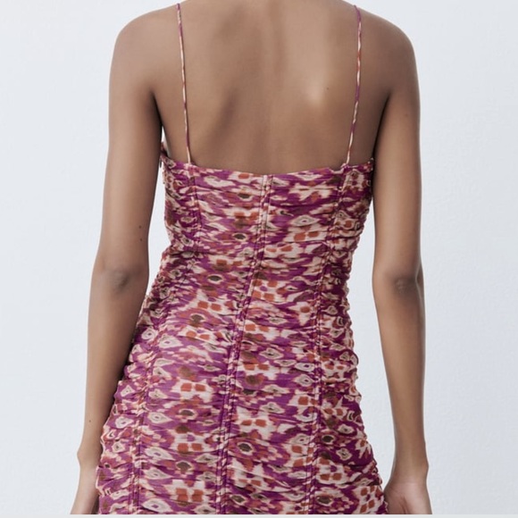 ZARA FLORAL PRINTED DRESS WITH DRAPING - Picture 5 of 9